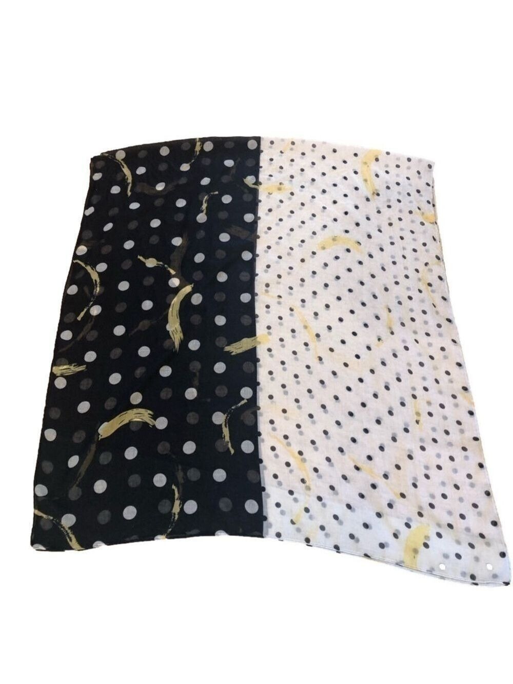 Scarf wrap sarong 76”x36” lightweight polka dot blue white yellow beach coastal